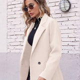 Tailored Double-Breasted Long Coat with Side Pockets