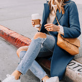 Tailored Double-Breasted Long Coat with Side Pockets