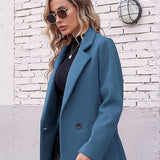 Tailored Double-Breasted Long Coat with Side Pockets