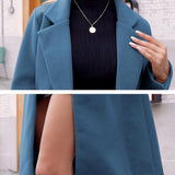 Tailored Double-Breasted Long Coat with Side Pockets