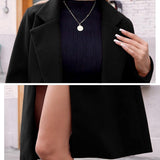 Tailored Double-Breasted Long Coat with Side Pockets