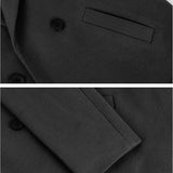 Tailored Double-Breasted Long Coat with Side Pockets