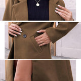 Tailored Double-Breasted Long Coat with Side Pockets