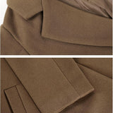 Tailored Double-Breasted Long Coat with Side Pockets
