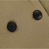 Tailored Double-Breasted Long Coat with Side Pockets