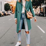Tailored Double-Breasted Long Coat with Side Pockets