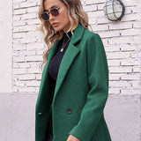 Tailored Double-Breasted Long Coat with Side Pockets