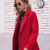 Tailored Double-Breasted Long Coat with Side Pockets