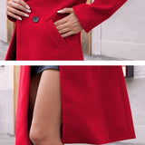 Tailored Double-Breasted Long Coat with Side Pockets