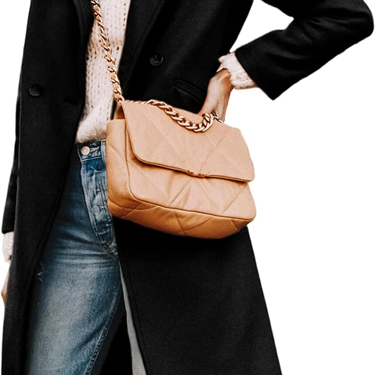 Tailored Double-Breasted Long Coat with Side Pockets