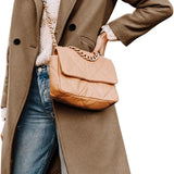 Tailored Double-Breasted Long Coat with Side Pockets