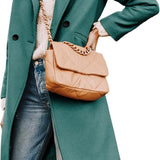 Tailored Double-Breasted Long Coat with Side Pockets