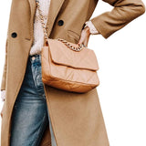 Tailored Double-Breasted Long Coat with Side Pockets