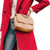 Tailored Double-Breasted Long Coat with Side Pockets