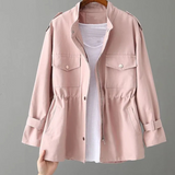 Drawstring Waist Field Jacket with Flap Pockets
