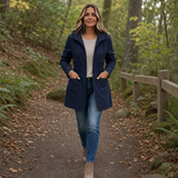 Drawstring Hooded Jacket with Flap Pockets and Cinched Waist