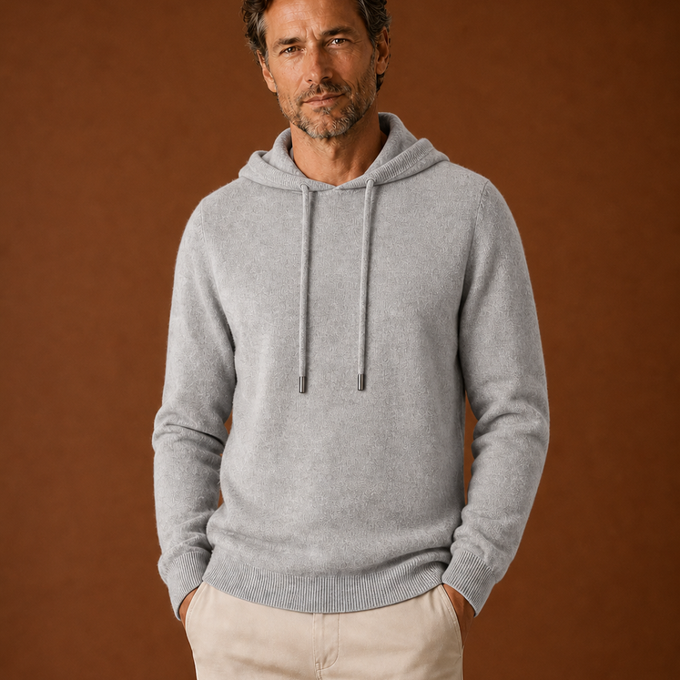 Hooded Knit Sweater with Drawstring