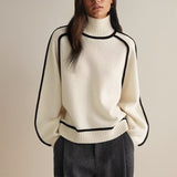 Turtleneck Knit Sweater with Contrast Trim