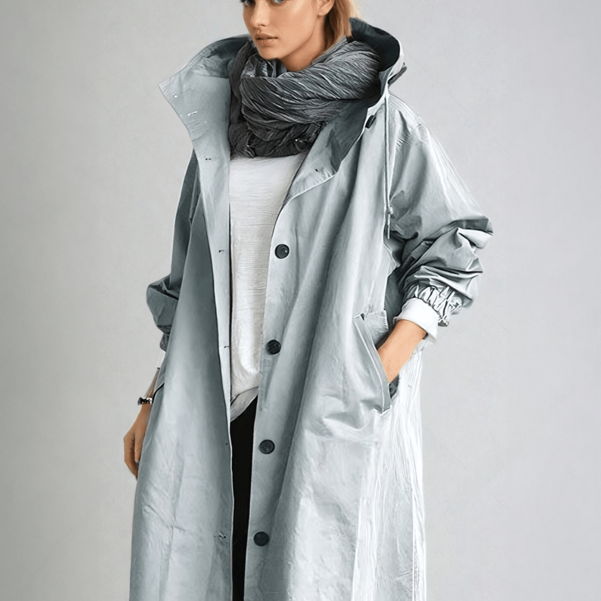 Trench Coat with Belt and Lapel Collar