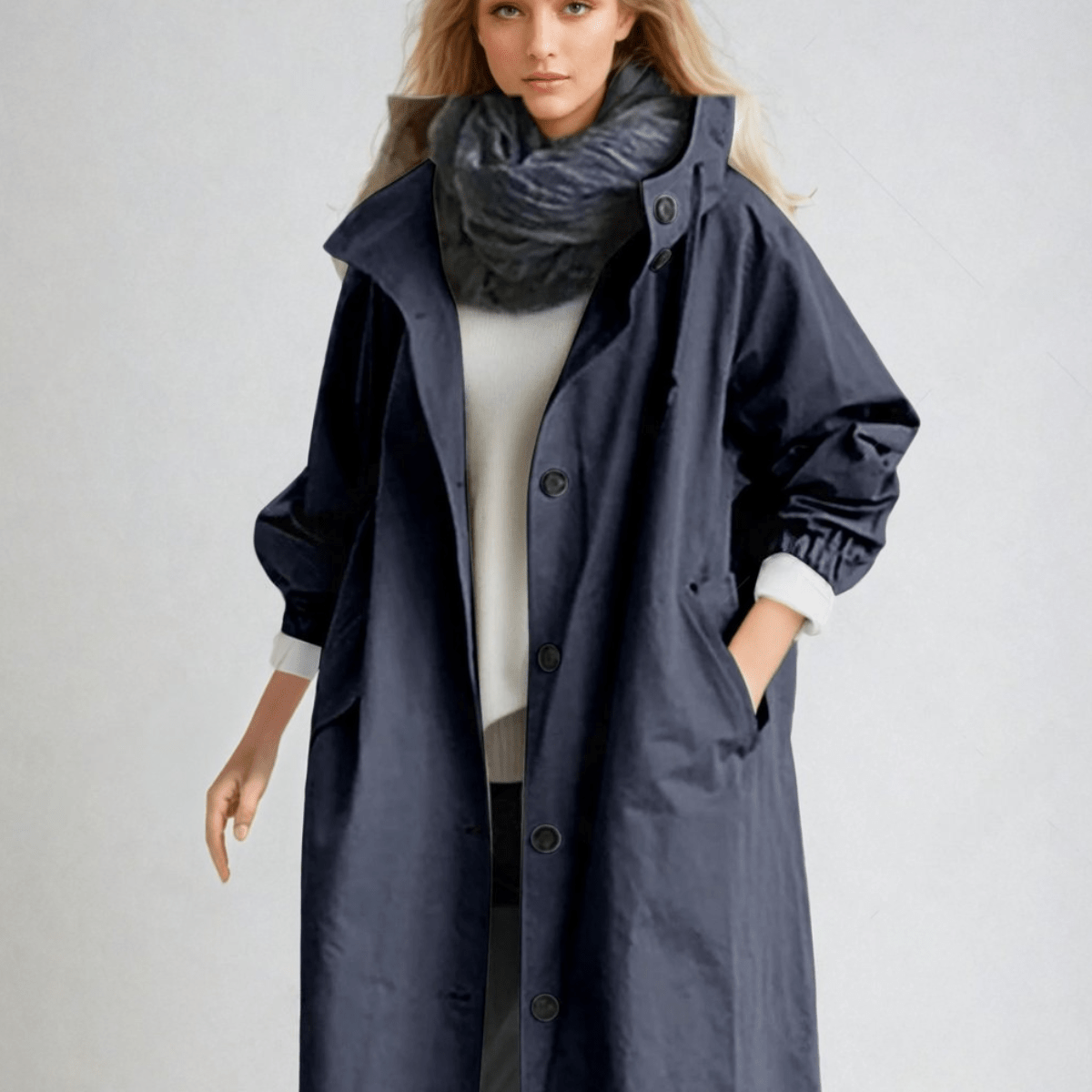 Trench Coat with Belt and Lapel Collar