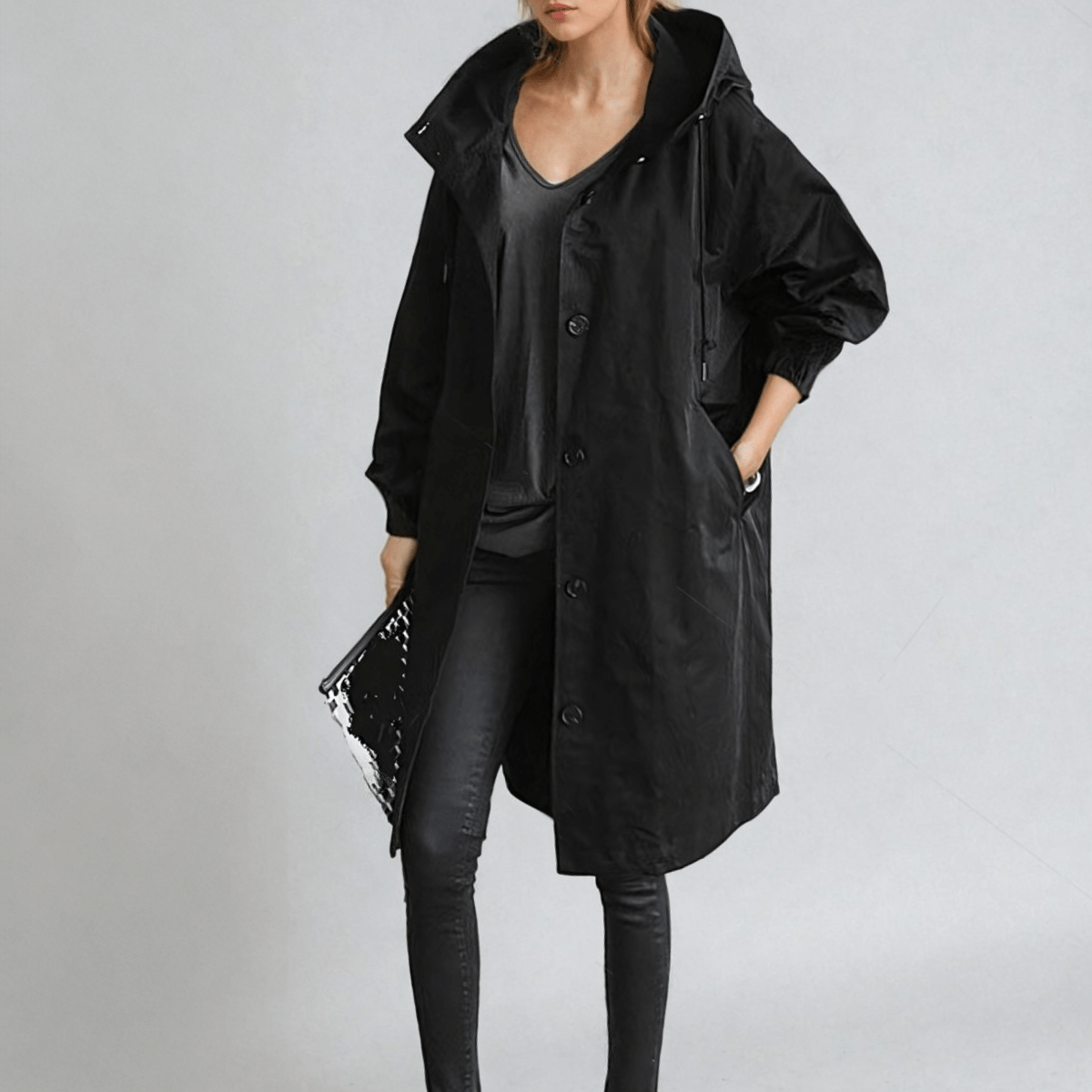 Trench Coat with Belt and Lapel Collar