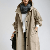 Trench Coat with Belt and Lapel Collar
