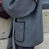 Belted Wrap Jacket with Wide Sleeves and Patch Pockets