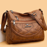 Crossbody Shoulder Bag with Multiple Zipper Pockets