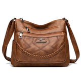 Crossbody Shoulder Bag with Multiple Zipper Pockets