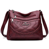 Crossbody Shoulder Bag with Multiple Zipper Pockets