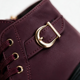 Lace-Up Ankle Boots with Block Heel and Buckle Strap