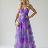 Cut-Out Wrap Maxi Dress with Spaghetti Straps