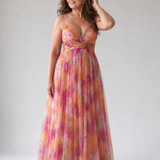 Cut-Out Wrap Maxi Dress with Spaghetti Straps