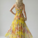 Cut-Out Wrap Maxi Dress with Spaghetti Straps
