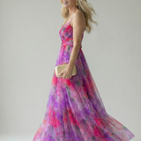 Cut-Out Wrap Maxi Dress with Spaghetti Straps