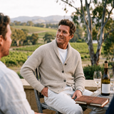 Men's Ribbed Knit Cardigan with Shawl Neck