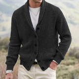 Men's Ribbed Knit Cardigan with Shawl Neck