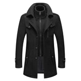 Wool Blend Overcoat with Layered Collar and Zip Front