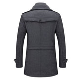 Wool Blend Overcoat with Layered Collar and Zip Front