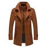 Wool Blend Overcoat with Layered Collar and Zip Front