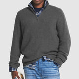 Ribbed Knit Sweater with Quarter-Zip Men