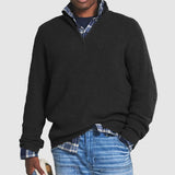 Ribbed Knit Sweater with Quarter-Zip Men