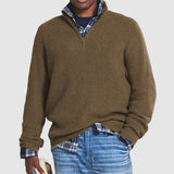 Ribbed Knit Sweater with Quarter-Zip Men