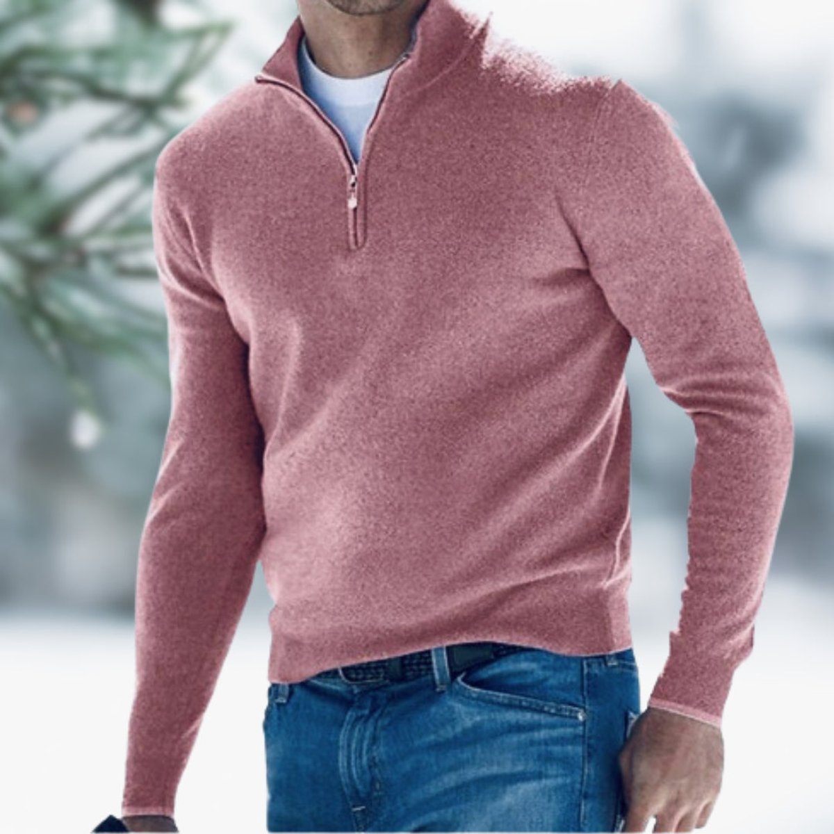 Half-Zip Mock Neck Knit Sweater