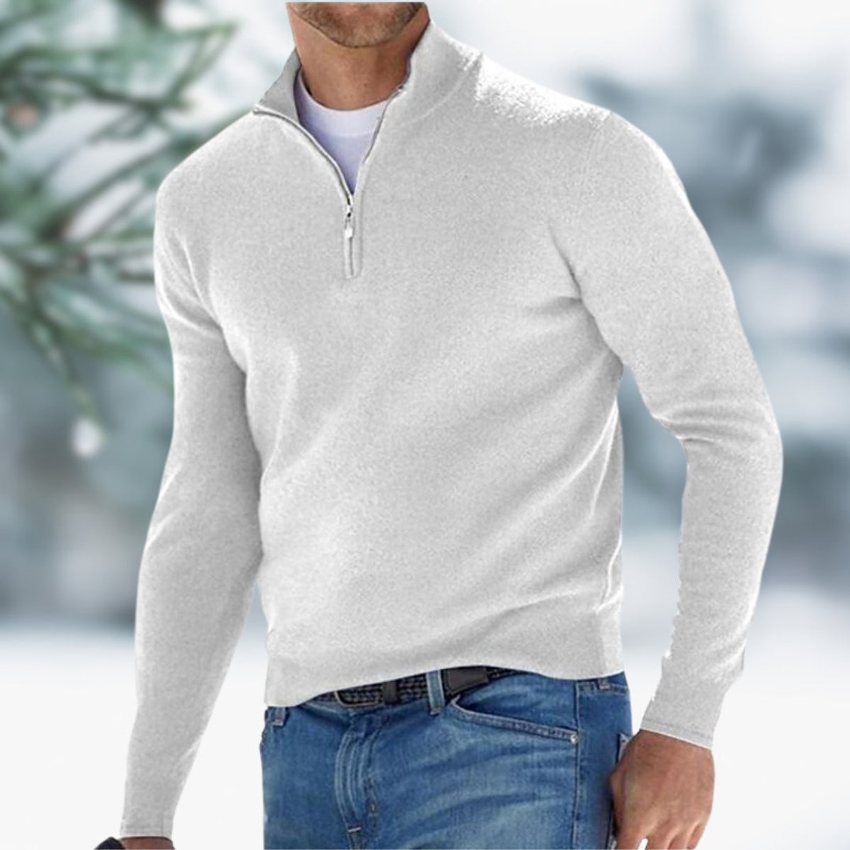 Half-Zip Mock Neck Knit Sweater