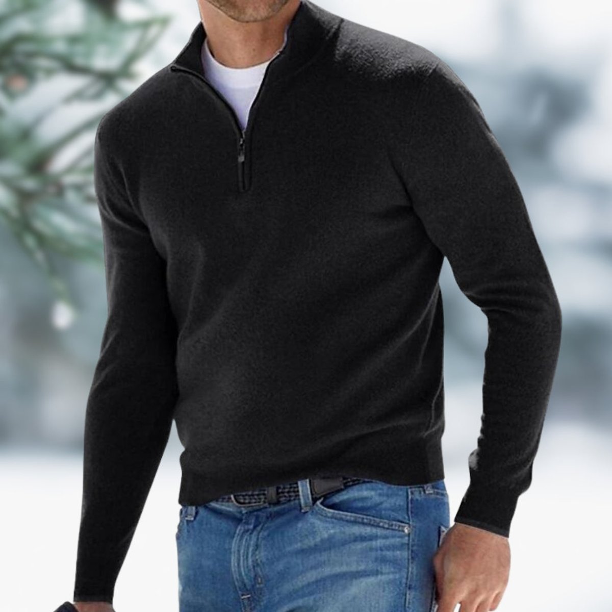Half-Zip Mock Neck Knit Sweater