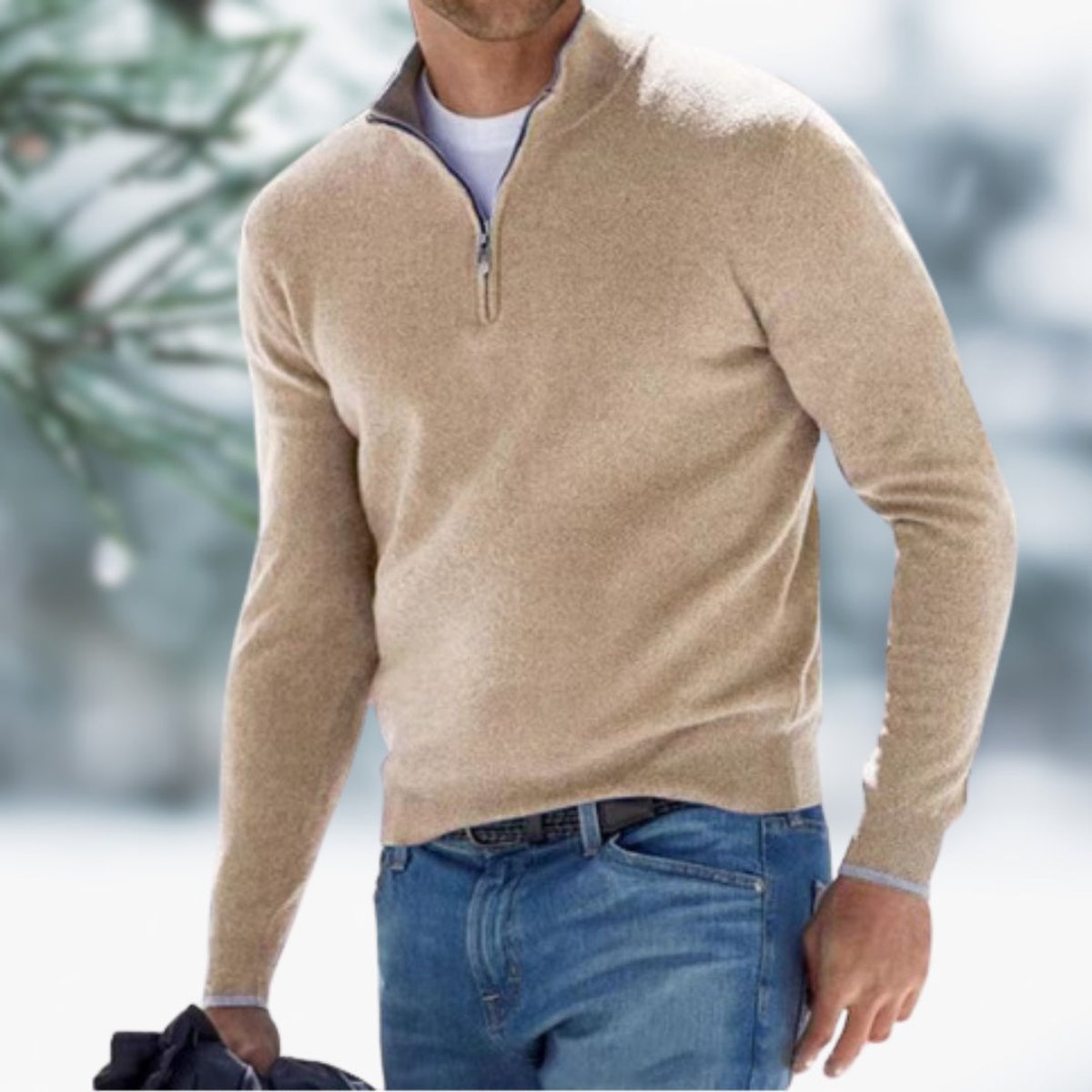 Half-Zip Mock Neck Knit Sweater
