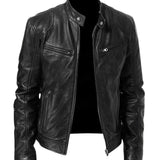 Leather Jacket with Zip Pockets Men