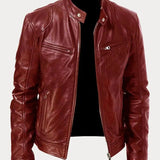 Leather Jacket with Zip Pockets Men