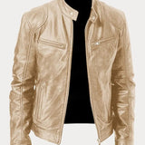 Leather Jacket with Zip Pockets Men